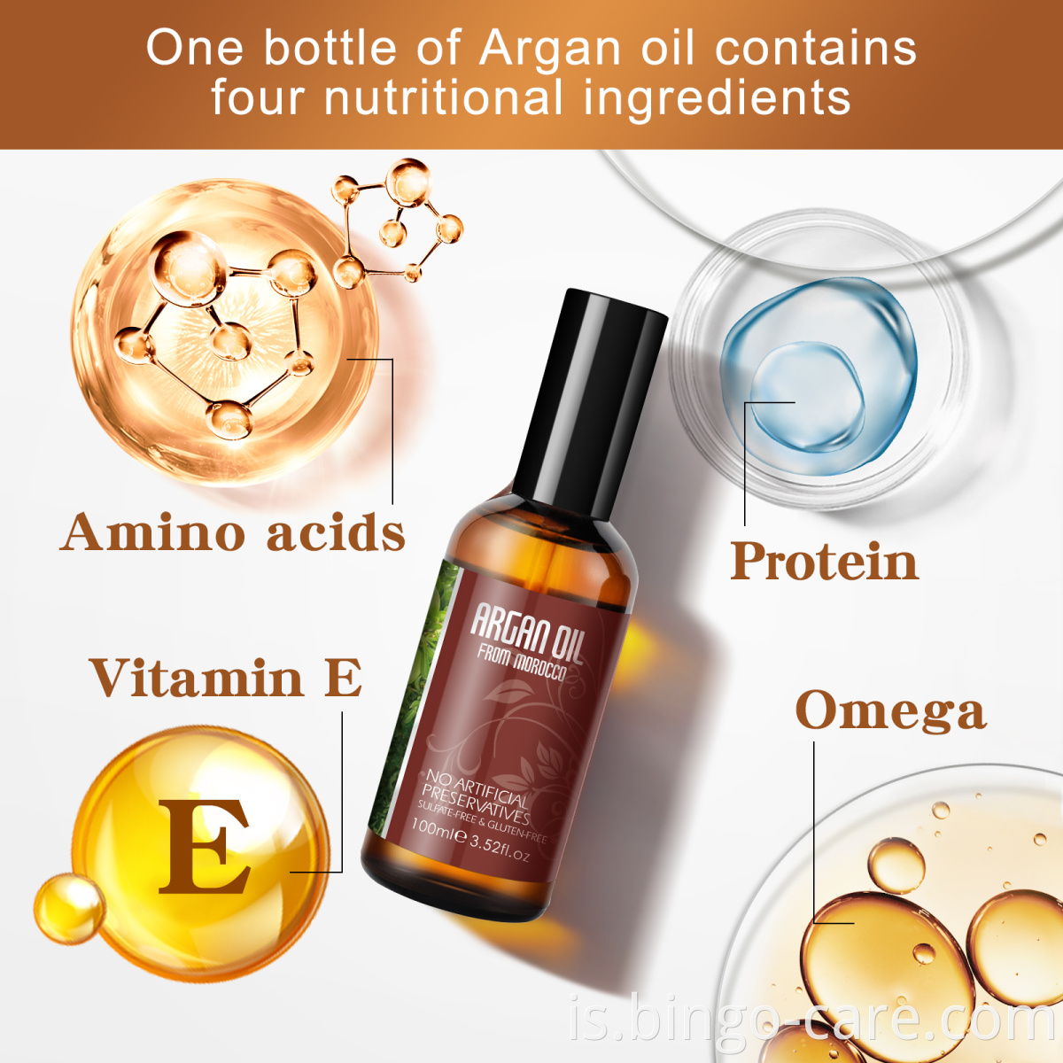 Private Label Argan olía Serum hárvörur Marokkó Náttúruleg lífræn 100% hrein olía Argan framleiðendur